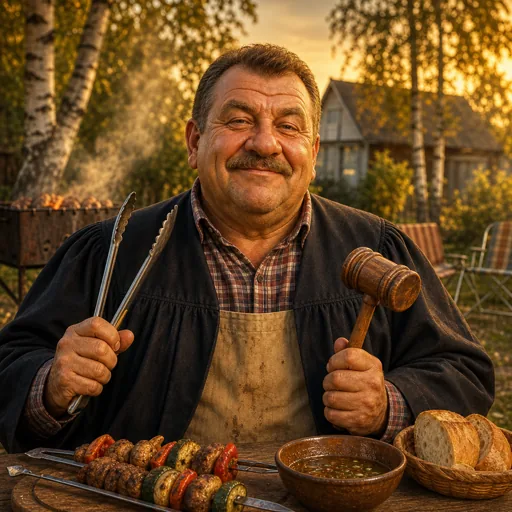 Судья Дядя Витя у мангала